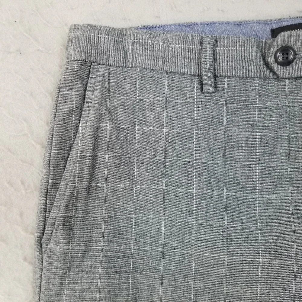 Banana Republic Pants Mens 34x27 Grey Windowpane Slim-Tapered Fit Chino Trousers
